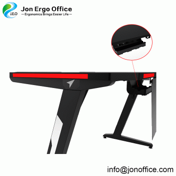 Ergonomic Gaming Desk w/ RGB Light Gaming Workstation Desk photo-4
