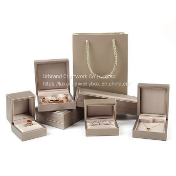 High end PU leather double rings box, pendant packaging box, bracelet box with custom logo.