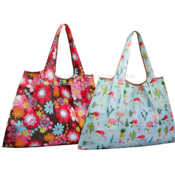 Reusable Heavy Duty Shopping Bags Fits in Pocket for Foods Groceries photo-3