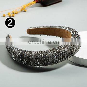5colors New Luxury Baroque Colorful Rhinestone Fashion Colored Padded Headband For Women Party Hair Accessories photo-4