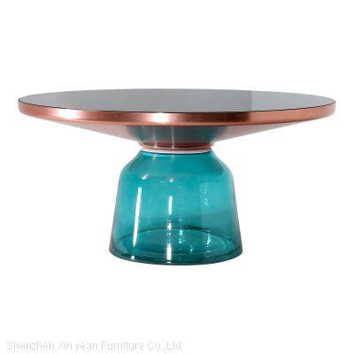 Contemporary Bell glass side coffee table small round coffee table for living room