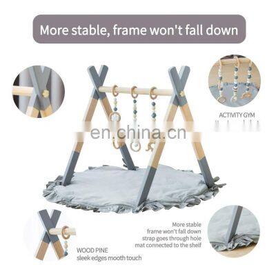 Baby Newborn Gift Gym Wooden Infant Activity Gym With Mat Baby Play Gym photo-5