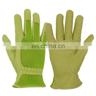 HANDLANDY bulk custom Yard green pigskin leather work hand safety garden gloves