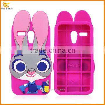 3d rabbit cartoon silicon case for motorola moto g