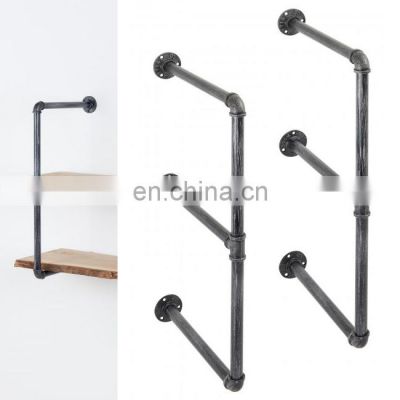 Brackets Heavy Duty 2 3 Layers Tiered Decor Rustic Metal Steel Floating Mounting Cast Iron Industrial Wall Shelf Pipe Bracket