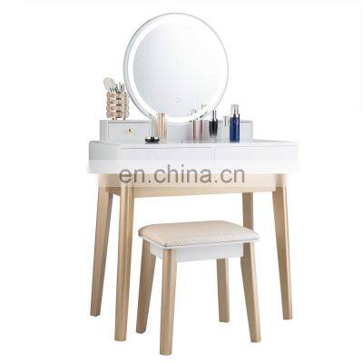 Makeup Table and Cushioned Stool Set for Women Girls
