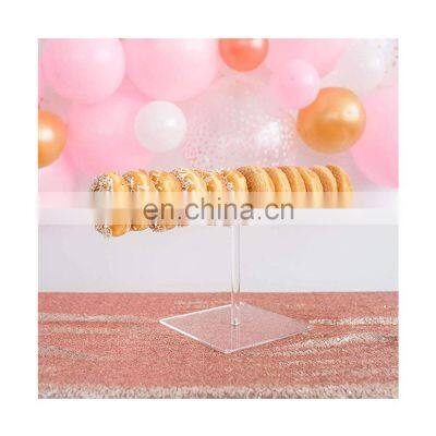 One Tier Pole with Square Base Clear Acrylic Donut Bread Display Holder