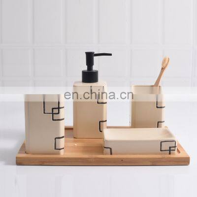 Custom design with bamboo ceramic bathroom set