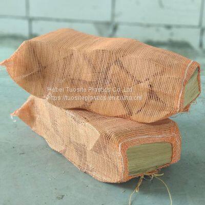 Plastic Tubular Woven Sack Bag for Firewood Drawstring Sack Packing Mesh Bag