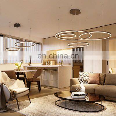 Wholesale Nodic Modern Luxury Crystal Pendant Lamp Crystal Ring Circle LED Chandelier Lights