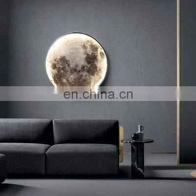 Modern Creative Mural Art Background Decoration Wall Light Bedroom Bedside Lamps Moon Wall Lamp
