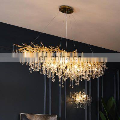 High Quality Luxury Modern Crystal Chandelier Lighting Gold Copper Tree Branch Raindrop Hanging Lamp for Hotel Project Villa photo-4
