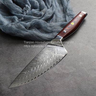 Chef Knife 6 inch VG10 Damascus Steel Kitchen Knives with G10 Ergonomic Handle Cutlery Cooking Chefs Knife