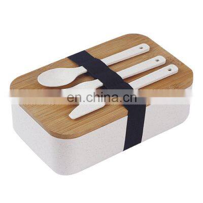 Environmentally Friendly Take Away Lunch Packing Boxes With Utensil Bamboo Lids School Lunch Box for Kids photo-5