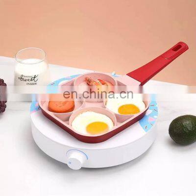 Wholesale Pink 4 Cups Pancake Pan Aluminum Egg Cooking Pan Egg Frying Pan With Nonstick Coating photo-4
