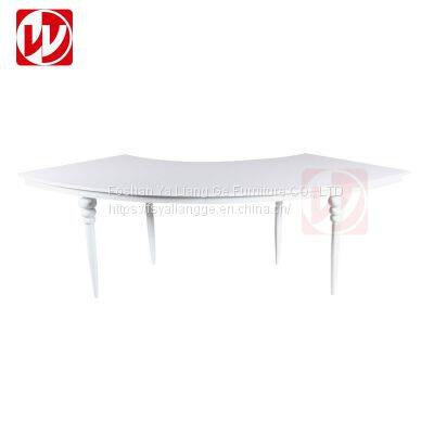 Cheap White MDF Top Banquet Round Table White Legs Wedding Serpentine Half-Moon Event Rental Dining Table photo-2