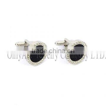clear zircon and onyx inlaid cuff links/ luxury style shiny polish ladies style cufflinks