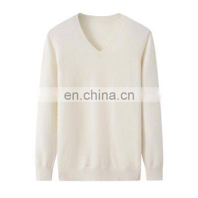 Factory Wholesale Custom Women's V-Neck Knitted Cashmere Pullover 100% Pure Cashmere Solid Casual Winter Collection