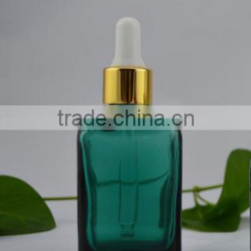 15ml 30ml 50ml square green glass bottle with metal dropper