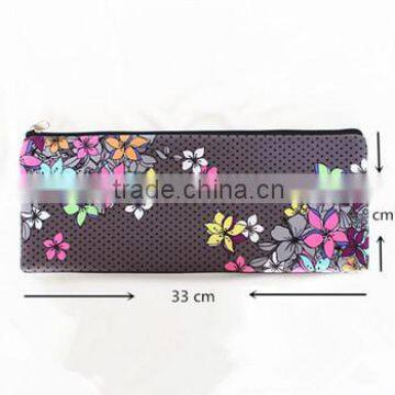 neoprene pencil case for girls, flowers pattern, promotional bags, free samples