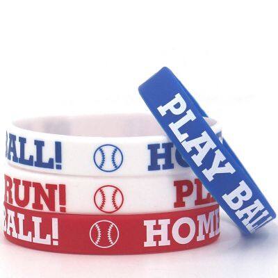 Factory Price Baseball Inspired Baseball Enthusiast Silicone Wristband Sport Athlete Waterproof Smoothly Print Bracelet photo-2