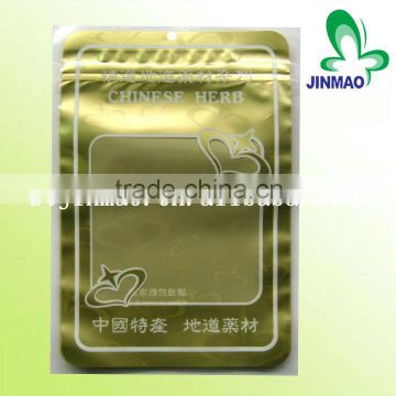 Golden print medicine and drugs packaging bag with window