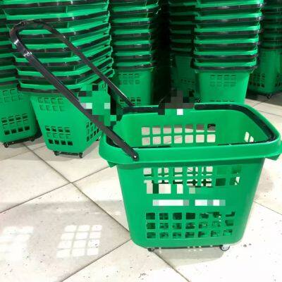 Large Shopping Basket with Wheels Shopping Rolling Hand Basket with Wheels