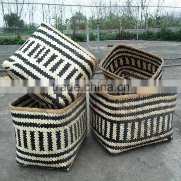 High quality best selling eco-friendly two tones bamboo baskets weaving from Vietnam