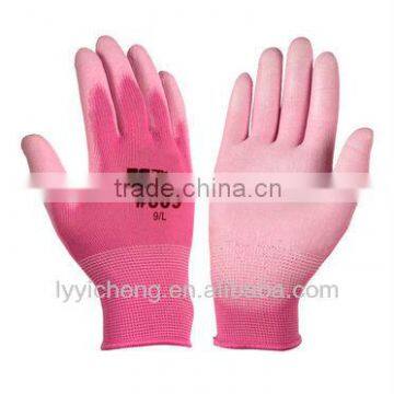 Pink PU Coated Gloves