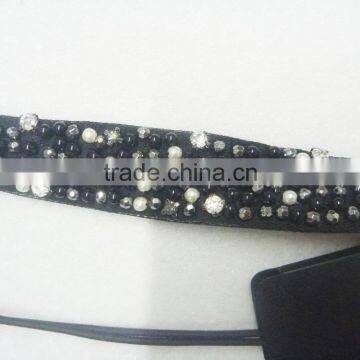 FASHION FABRIC HAND SEWN BEADED RHINESTONE HEAD BAND photo-3