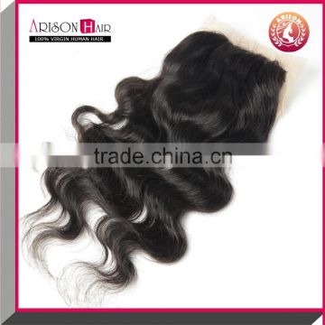 Hot Sale Natural Color Body Wave Brazilian Hair Closure Silk Base Closure Free Part Lace Closure