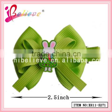 Lovely rabbit hair clip kids accessories wholesale ribbon bow for infant