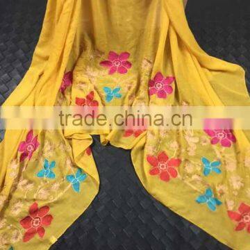 New Style Viscose Colorful Flower Fashion Woman Shawl Embroidery Designs