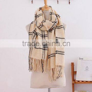 New Model Autumn Winter Long Tassel Fringe Checked Plaid Blanket Shawl photo-6