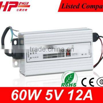 Aluminum Case 5V 12A 60W Waterproof LED Driver,Manufacturer