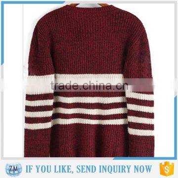2016 Loose Round Neck Striped Red Sweater photo-2