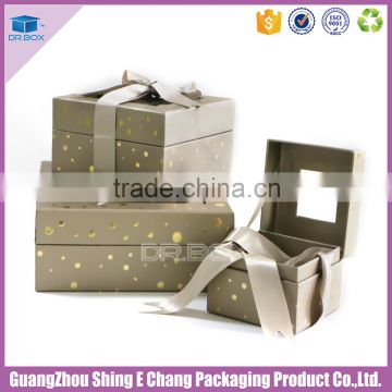 High quality factory manufacter paper gift packaging box with window,cardboard gift packaging box with ribbon