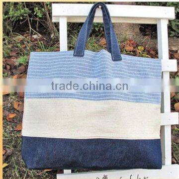 2016 promotional canvas pattern print chevron tote bags for wholesale