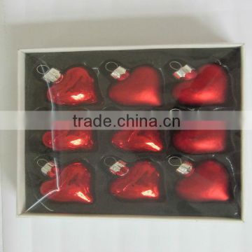 2014 factory directly wholesale red heart shape Xmas tree ornaments