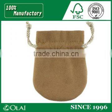 Soft custom small drawstring luxurious suede jewelry pouch bag for gift jewellery with logo