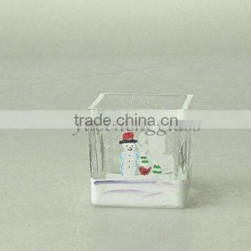 Cheap handmade clear square glass candle holders for christmas wholesale