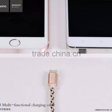 HOCO X3 Multifunctional Charging Cable For Iphone 5s/6/6s/6s Plus and Android Mobile Phone 2in1metal Nylon Weave Cable photo-6