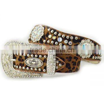 Wholesale Women's Faux Hair Leopard Western Belts