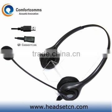 Binaural noise cancelling call center computer usb headset microphone HSM-602NPQDUSBS