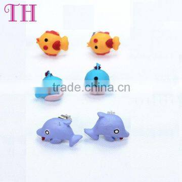 good quality resin fish and dolphin designs earring korean pressure latest artificial earrings