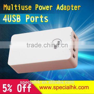 4 USB port smart mobile phone charger for mobile phone Glaxy note 2/3/4