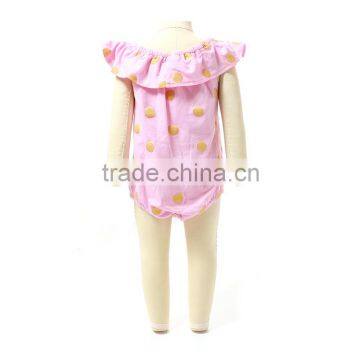 Pink Gold Polka Dots Baby Bodysuit Wholesale Infant Clothing Baby Romper photo-2