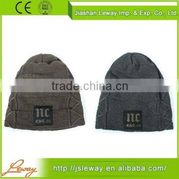 China Custom High Quality Acrylic Knit Plain Pattern Slouch Beanie photo-2