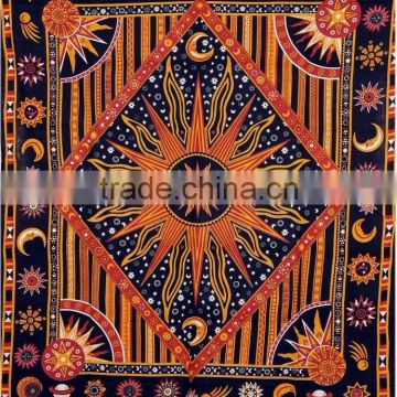 Galaxy Tapestry Indian Sun Moon Wall Hanging Cotton Beach Blanket Queen Bedspread