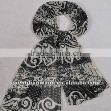 100% polyester lace print scarf